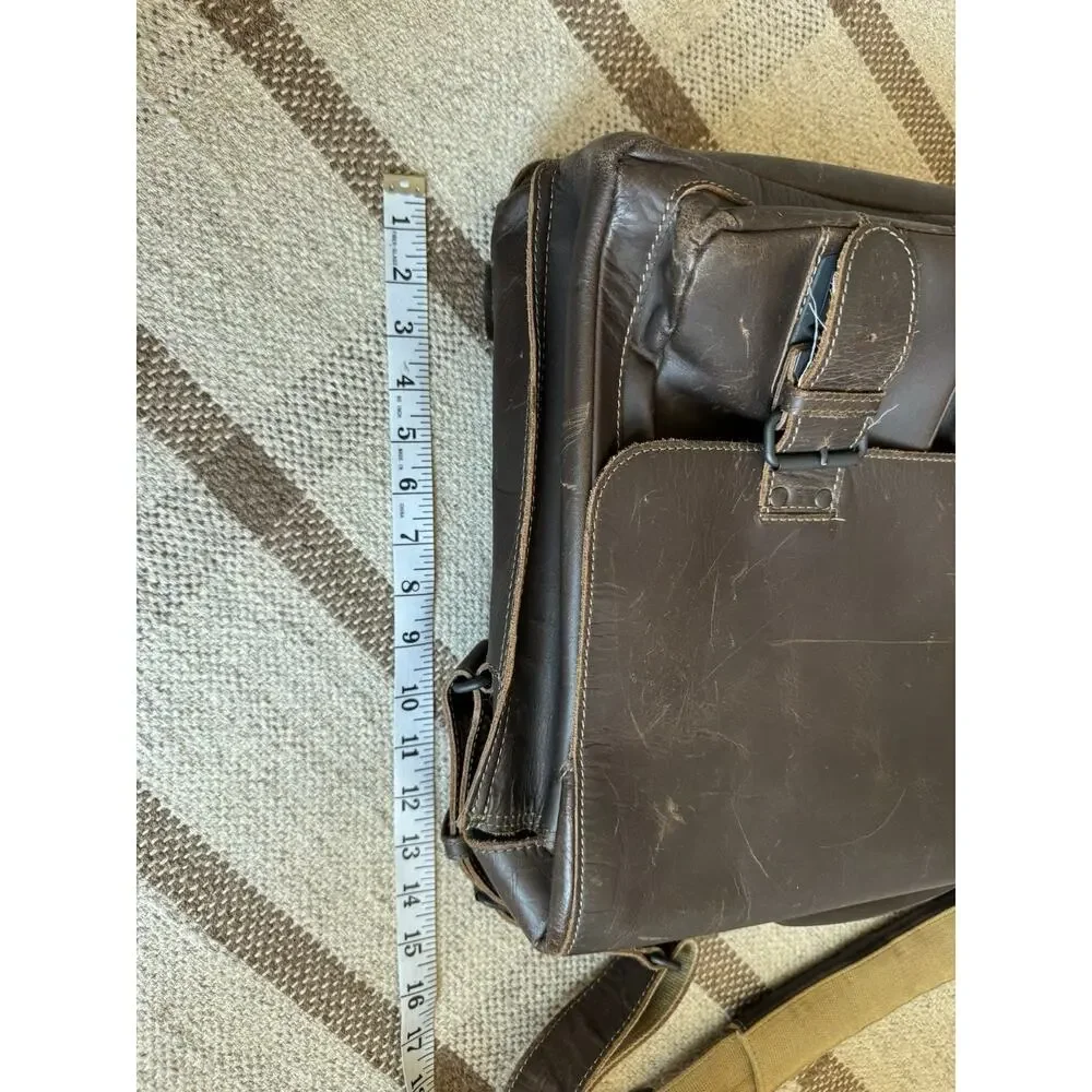 Aunts And Uncles Big Finn Vintage Brown Buffalo Leather Briefcase Crossbody